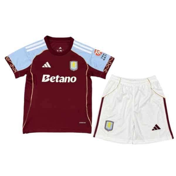 Aston Villa Home Kids Football Jersey Kit 2025-26 Fan version