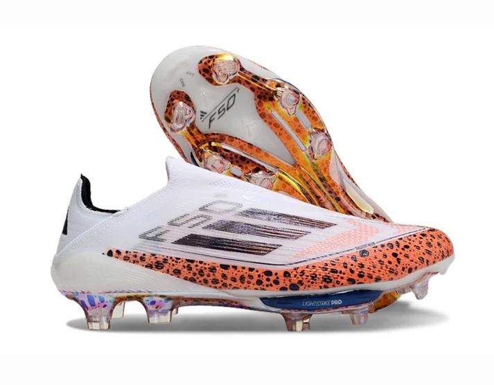 0e09e4ea64 Adidas F50+ Lightstrike Pro Laceless FG Firm Ground Soccer Cleats - White/Leopar - Image 1