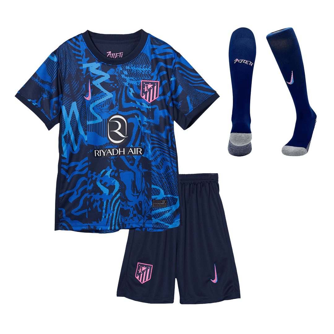 1f72dc2a35 Kids Nike Atletico Madrid Custom Third Away Full Soccer Kits 2024-25 - Image 1