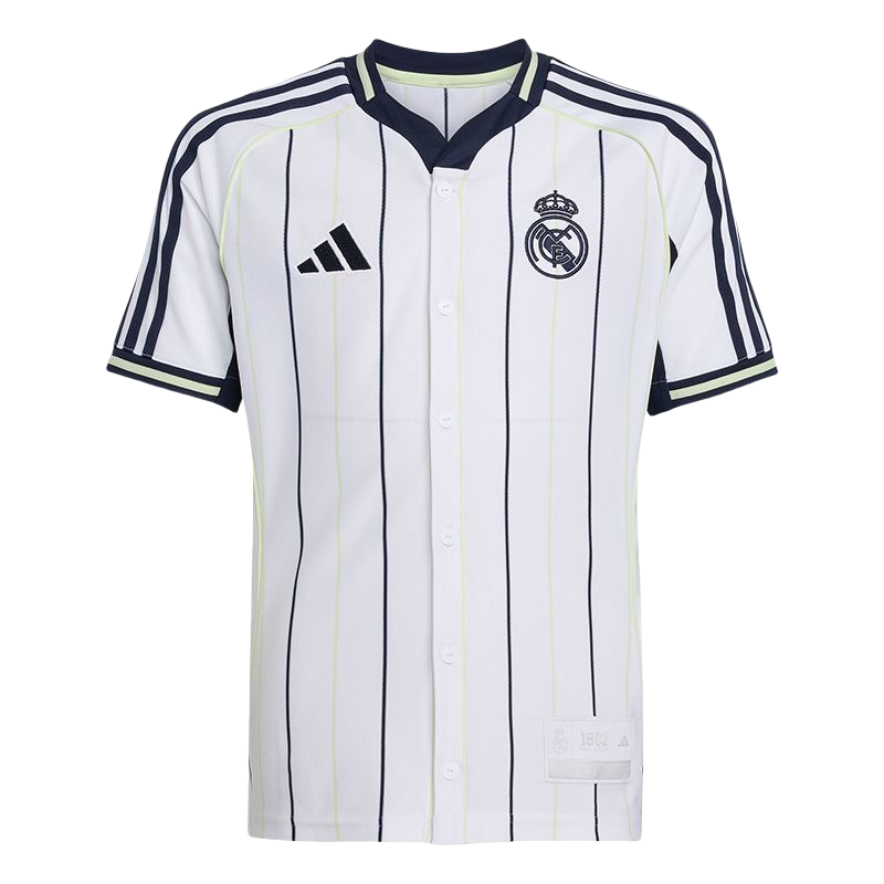 2025-07-07211343593 Real Madrid 2025-26 casual white striped short sleeved shirt - Image 1