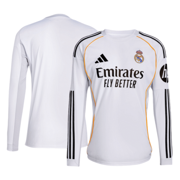 Real Madrid Long Sleeve Jersey Home Football Shirt 2025-26 Fan version