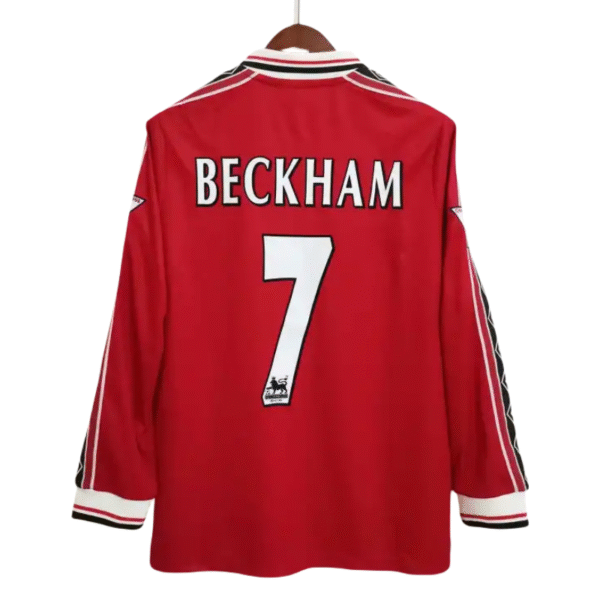 1998-00 Manchester United Beckham #7 Retro Jersey Home Long Sleeve