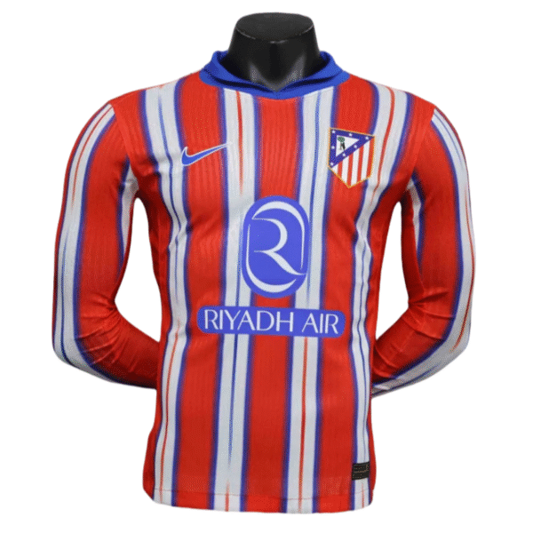 24-25 Atletico Madrid Home Long Sleeve Kit Player Version Shirt