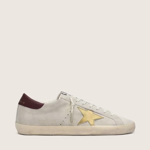 Golden Goose Super-Star CNY in ivory suede with metallic leather star and leather heel tab