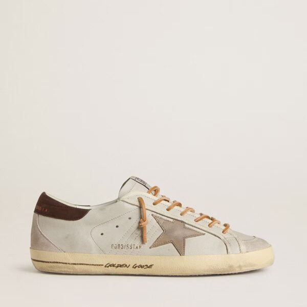 Golden Goose Super-Star with tobacco-colored croc-print leather star and black leather heel tab