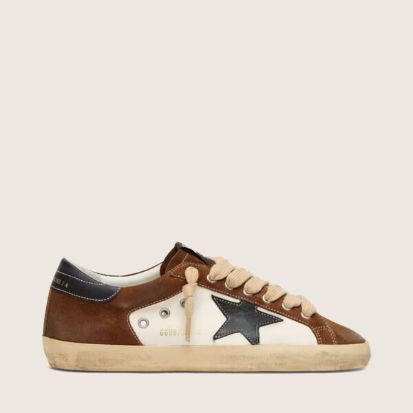 Super-Star in white leather and brown suede with black leather star