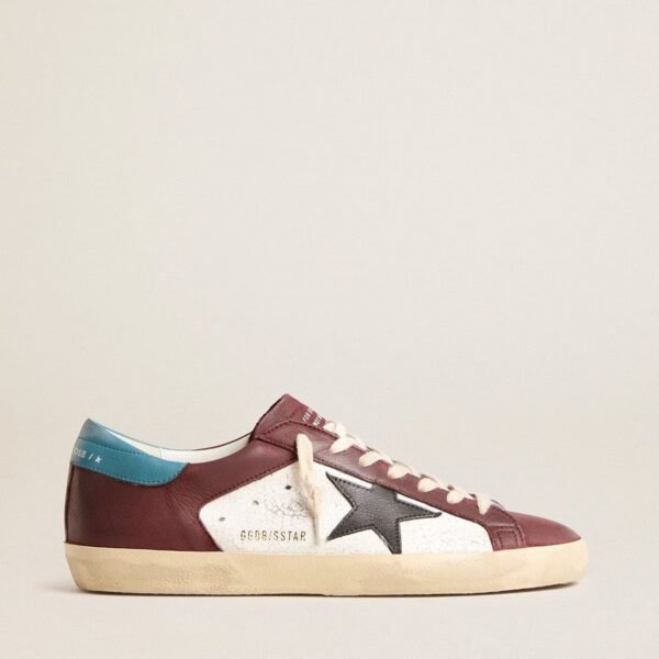 Super-Star in crackle leather with brown star and teal heel tab