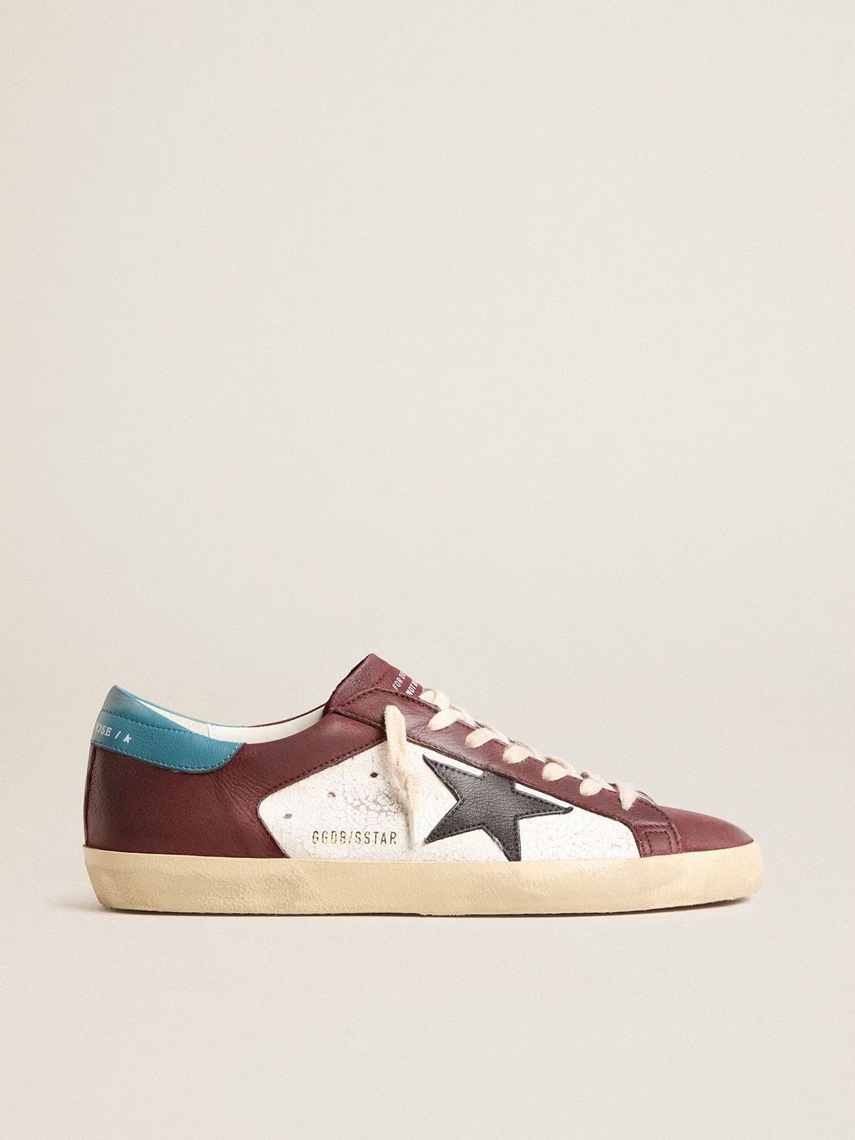 1 Super-Star in crackle leather with brown star and teal heel tab - Image 1