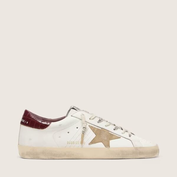 Super-Star with sand suede star and red croc-print leather heel tab
