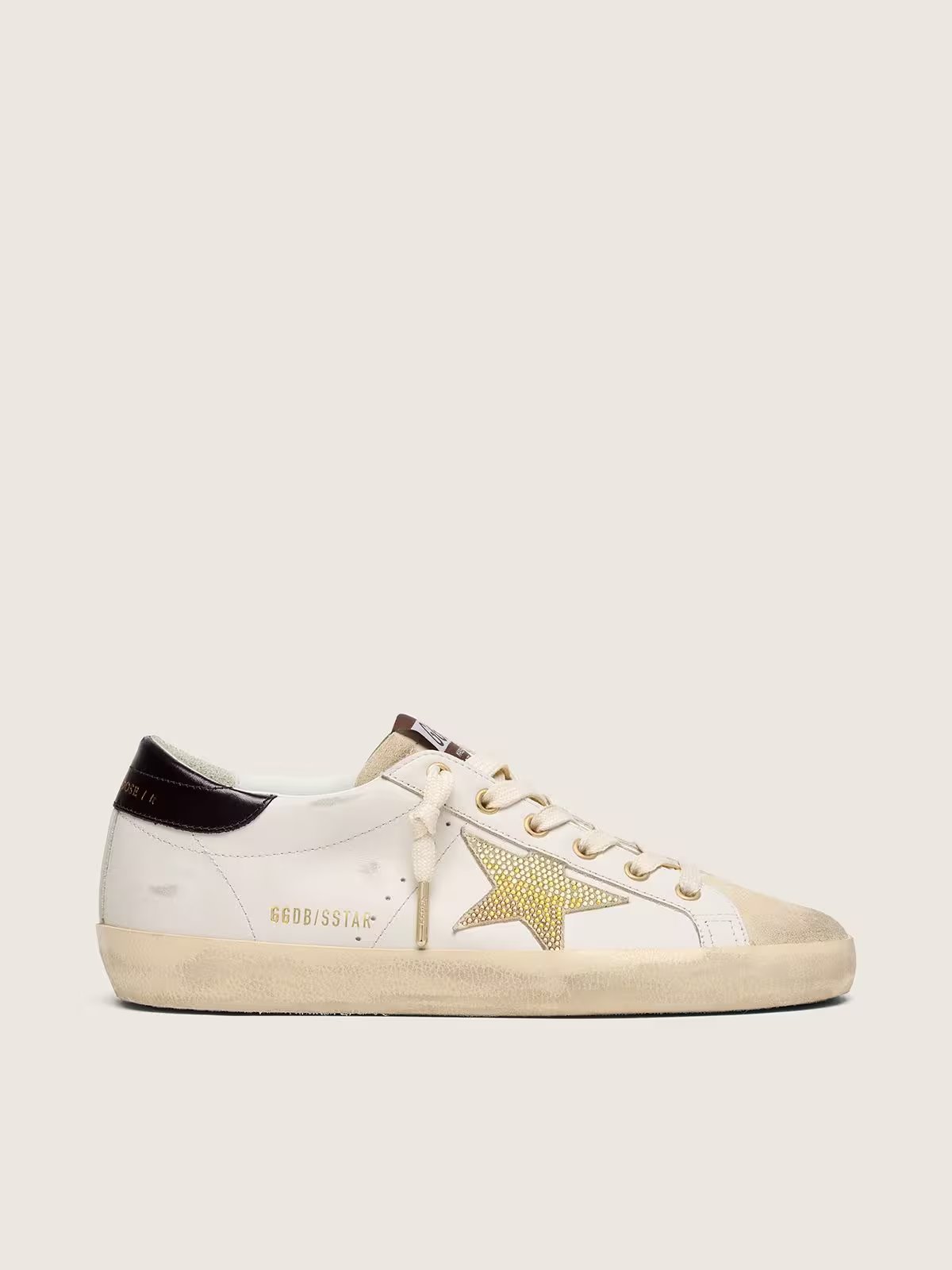 1 Golden Goose Super-Star in white leather with gold Swarovski star - Image 1