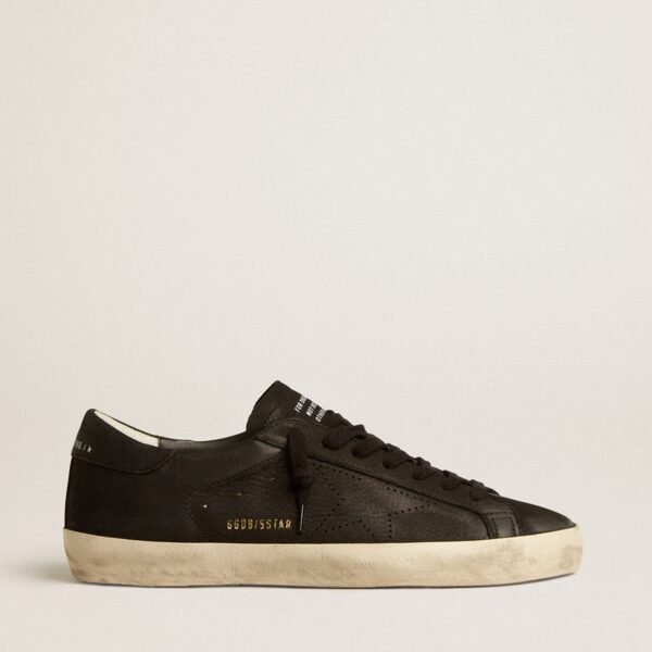 Super-Star in black nubuck with perforated star and black nubuck heel tab
