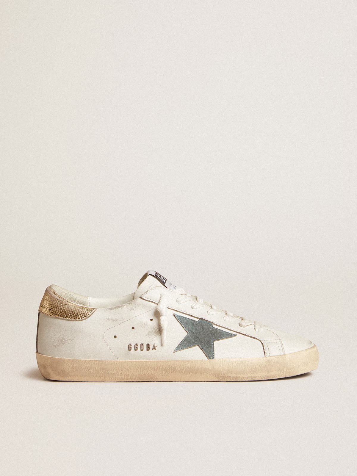 1 Super-Star with suede star and platinum snake-print leather heel tab - Image 1