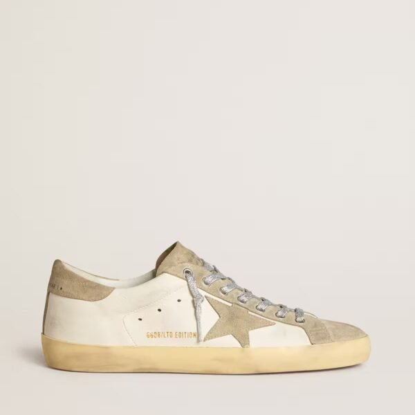 Super-Star in nappa with ice-gray suede star and black embroidery