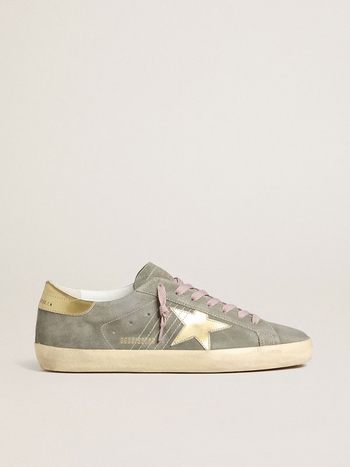 1 Super-Star in gray suede with gold metallic leather star and heel tab - Image 1
