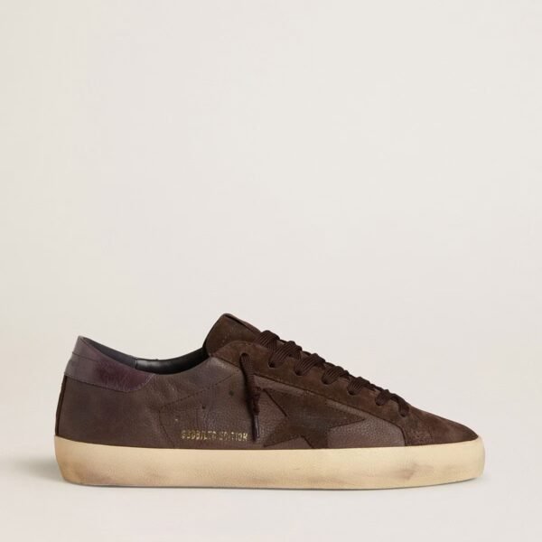 Super-Star LTD in brown nubuck with suede star and purple leather heel tab