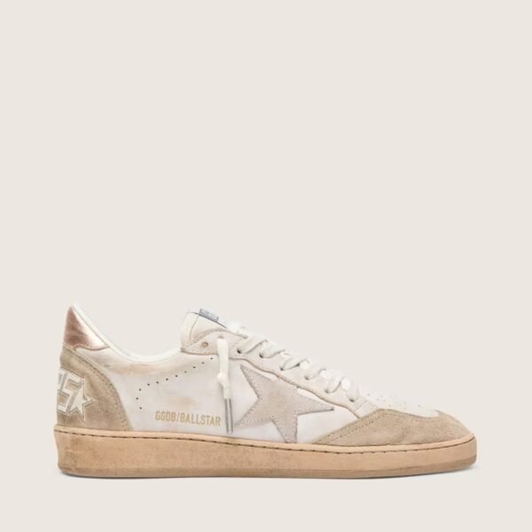Ball Star with pink suede star and silver glitter edges and rose gold heel tab