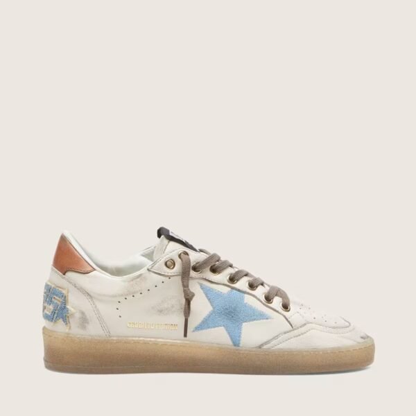 Ball Star LTD in white leather with light blue embroidered star