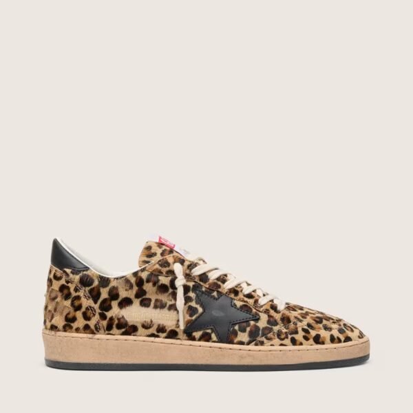 Ball Star in leo-print pony skin, black leather star & heel tab