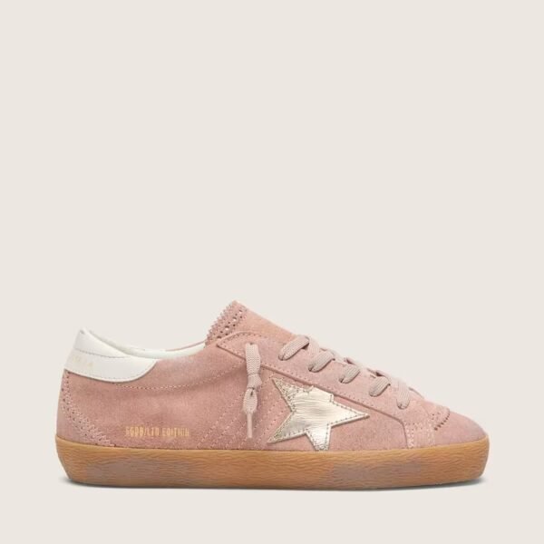 Golden Goose Super-Star LTD in pink suede with platinum metallic leather star