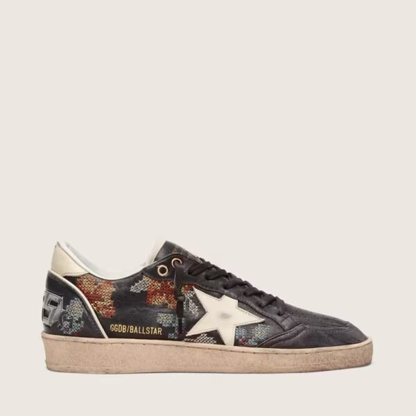 Ball Star LTD in ebony nappa with multicolor embroidery and white star