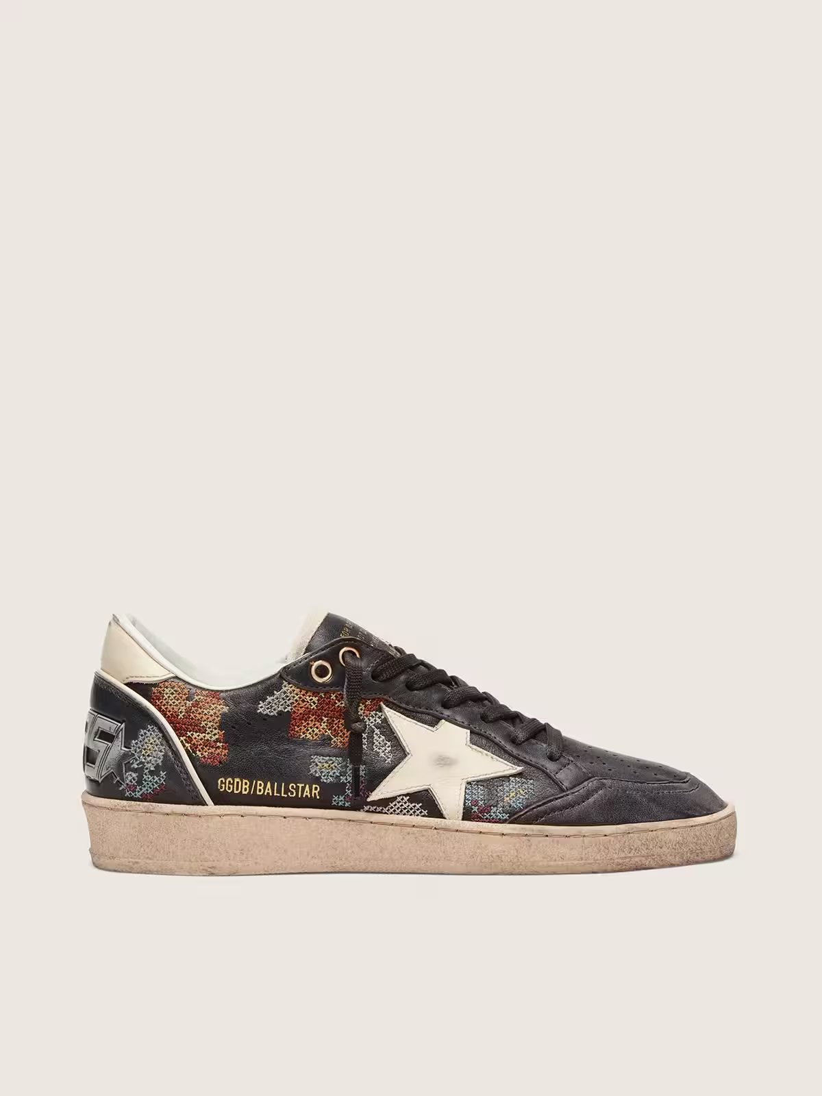 1 Ball Star LTD in ebony nappa with multicolor embroidery and white star - Image 1