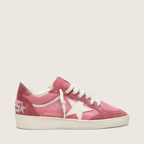 Ball Star LTD in pink suede with cream leather star and red suede inserts