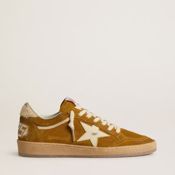 Ball Star in suede with beige leather star and pony skin heel tab