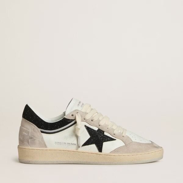 Ball Star LTD in nappa with black crystal star and beige suede inserts