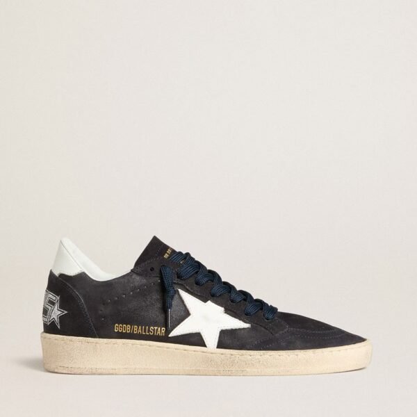 Ball Star in dark blue suede with leather star and heel tab