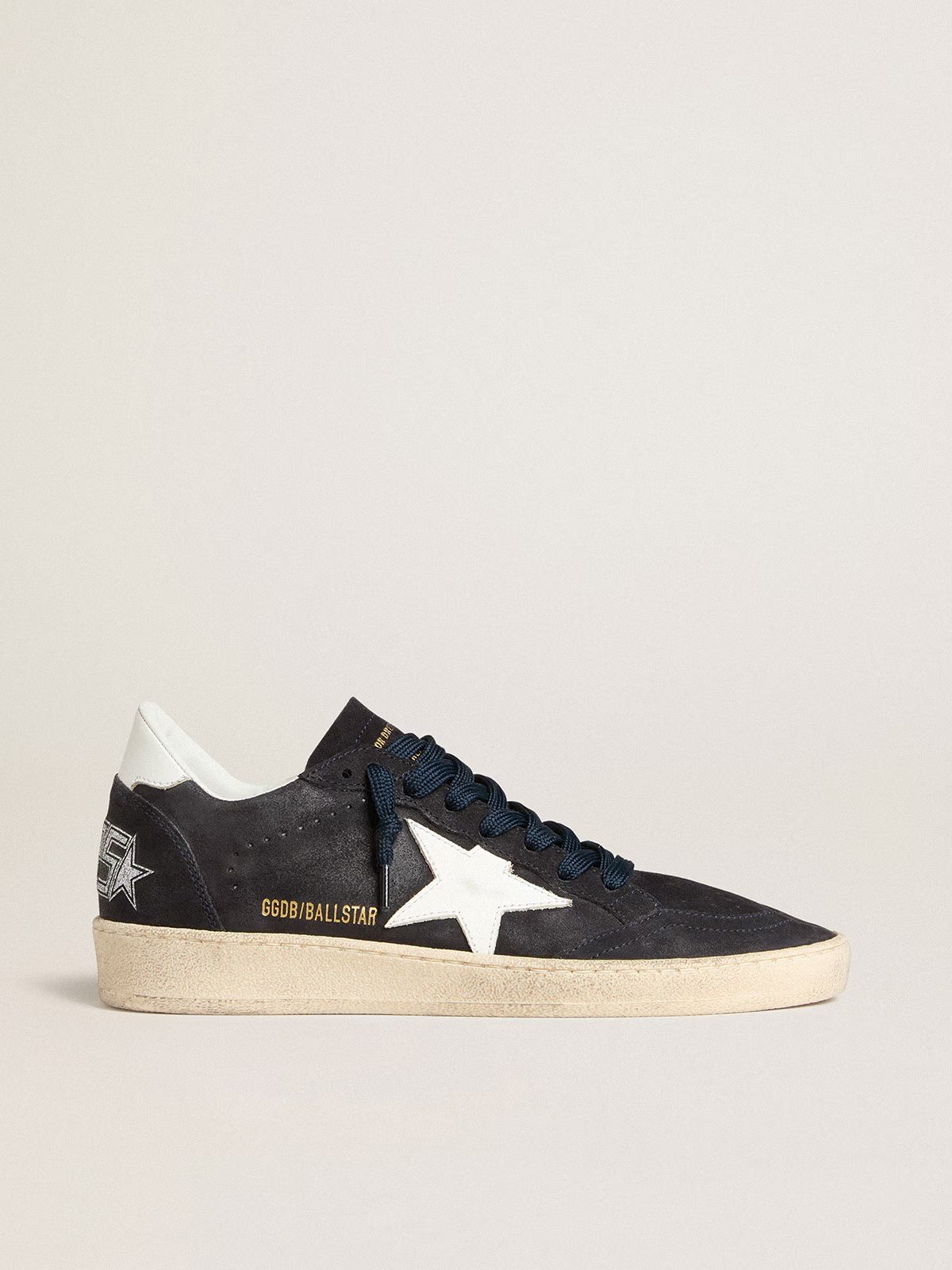 1 Ball Star in dark blue suede with leather star and heel tab - Image 1