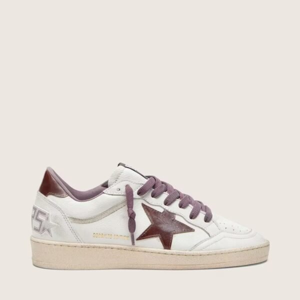 Ball Star LTD in white leather with burgundy leather star