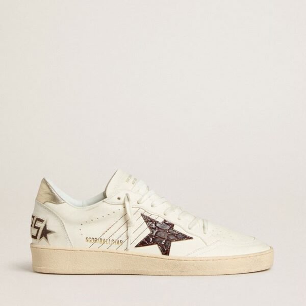Ball Star with burgundy croc-print leather star and gold heel tab