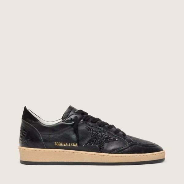 Ball Star in black nappa with black glitter star and suede heel tab