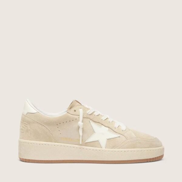 Ball Star in beige suede with white leather star and heel tab