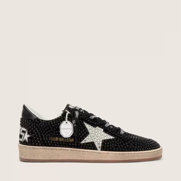 Ball Star in black suede with white star and Swarovski crystals