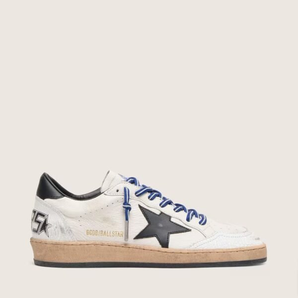 Ball Star LTD in white nappa leather with black leather star and heel tab