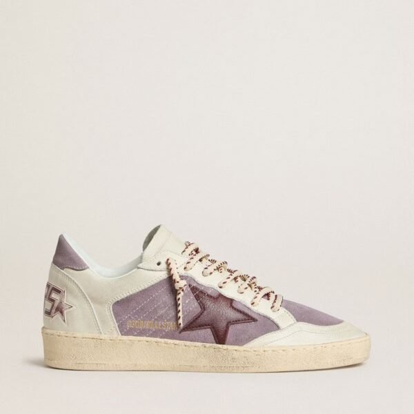 Ball Star in lilac suede with burgundy leather star and lilac suede heel tab