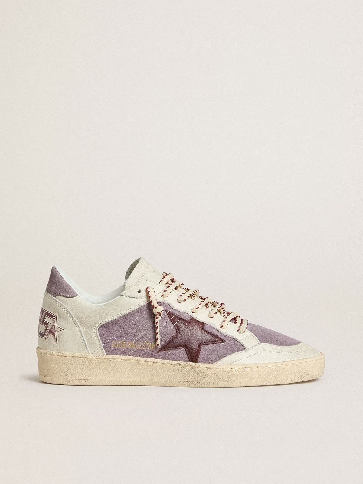 1 Ball Star in lilac suede with burgundy leather star and lilac suede heel tab - Image 1