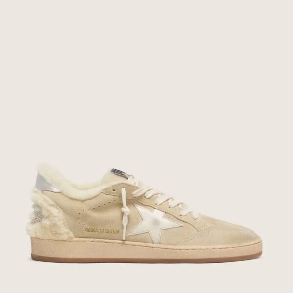 Ball Star in suede and shearling with white patent leather star
