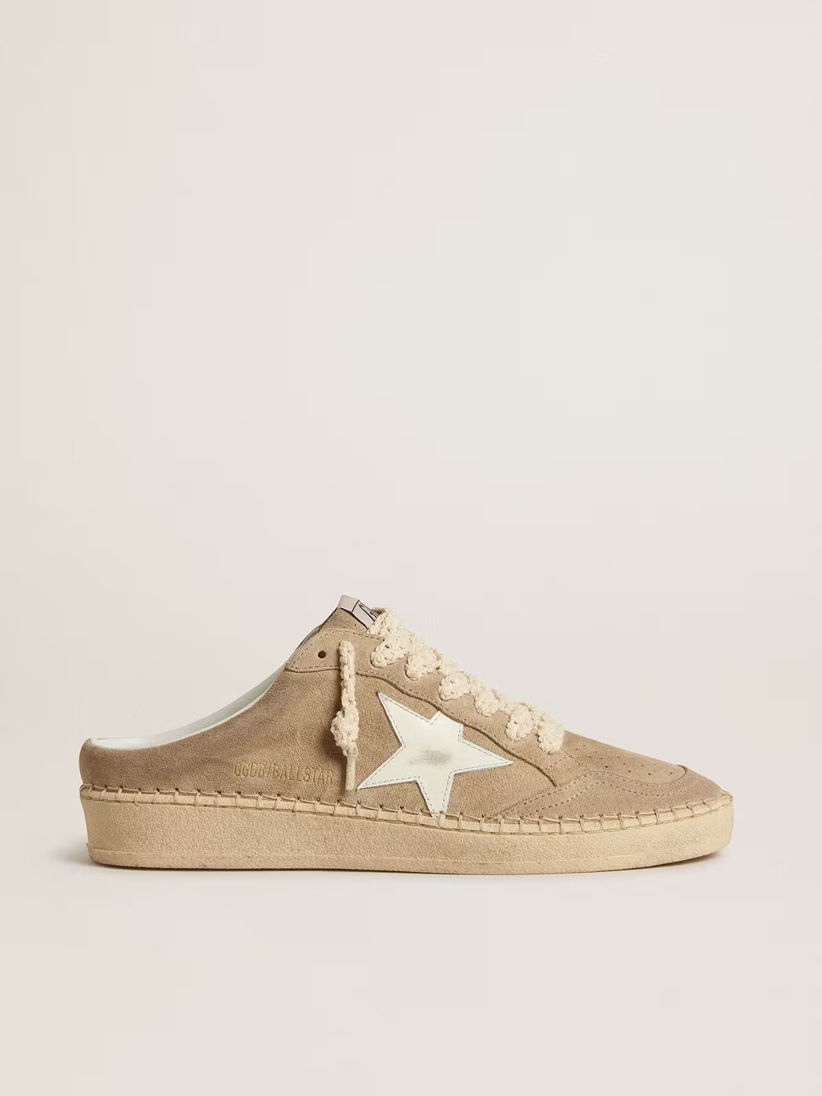 1 Ball Star Sabot in beige suede with white leather star - Image 1