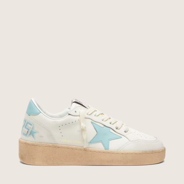 Ball Star in white leather with light blue star