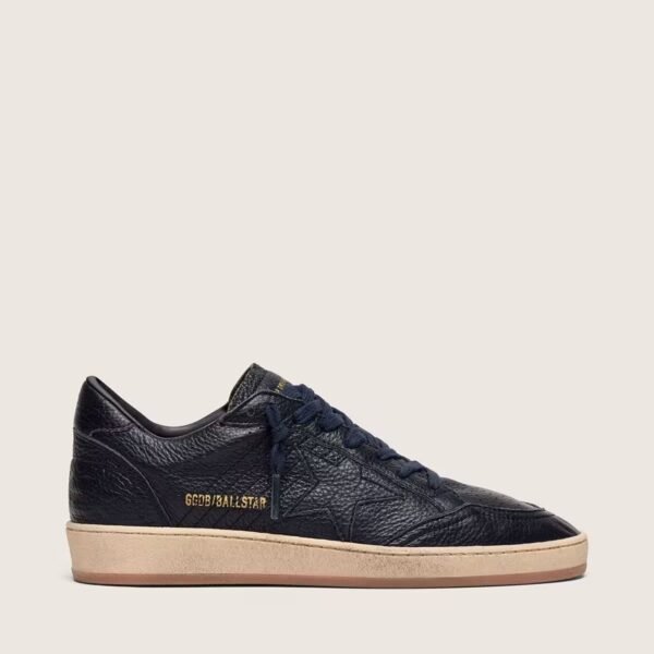 Ball Star in navy-blue leather with tone-on-tone leather star