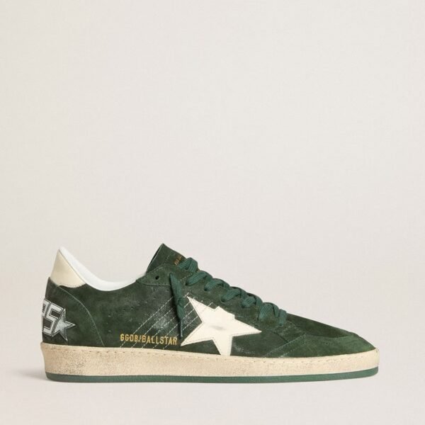 Ball Star in green suede with white leather star and heel tab