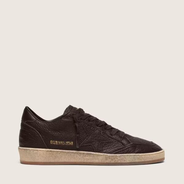 Ball Star in dark brown leather with tone-on-tone leather star