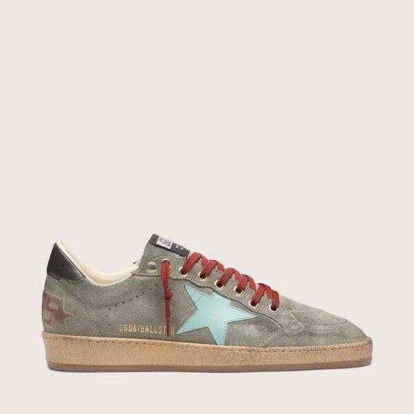 Ball Star in green suede with aqua-green star