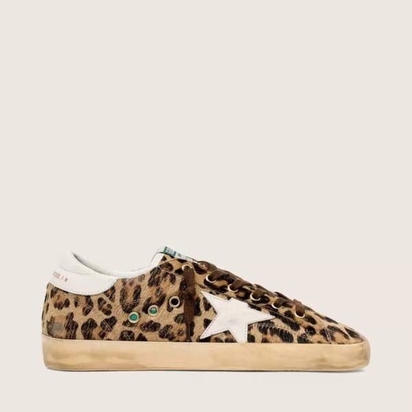 Golden Goose Super-Star in leopard-print pony skin with leather star and heel tab