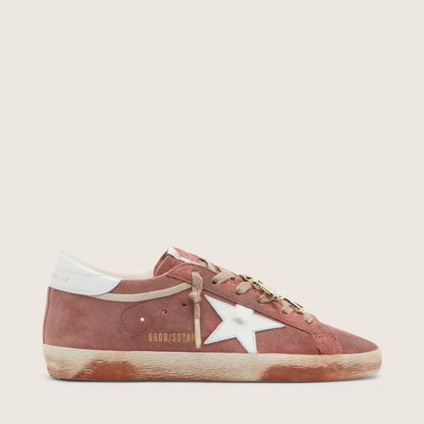 Super-Star in rust suede with metallic platinum leather star