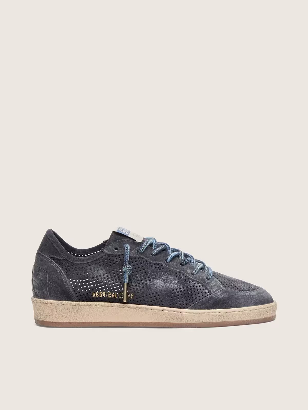 1 Ball Star in dark blue perforated suede with dark blue suede star - Image 1