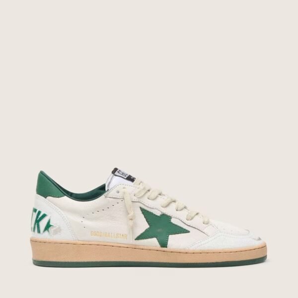 Ball Star Wishes in white nappa leather with green leather star and heel tab
