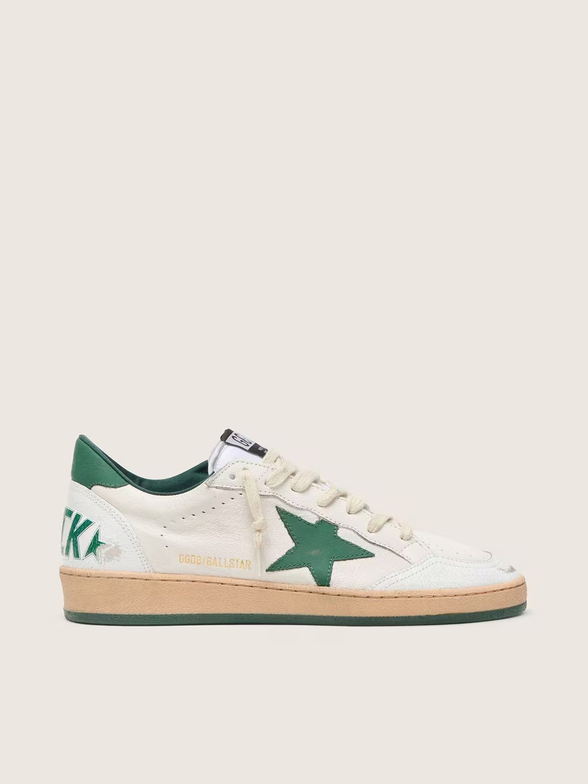 1 Ball Star Wishes in white nappa leather with green leather star and heel tab - Image 1